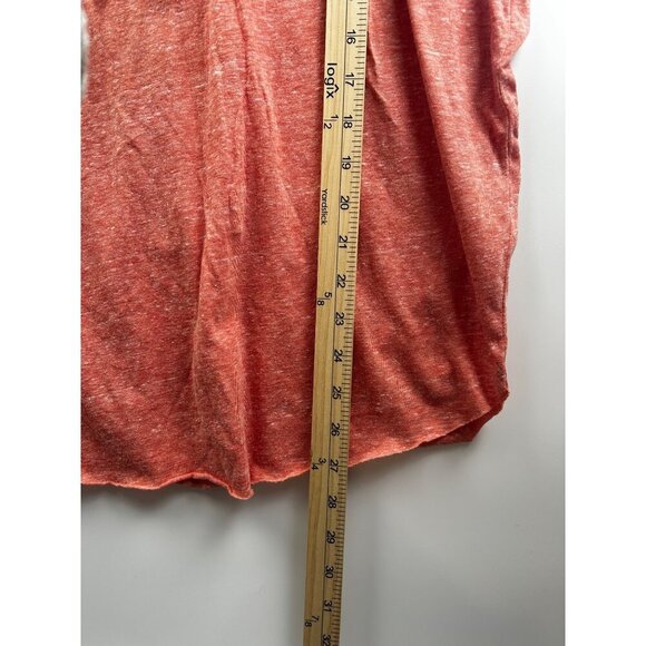 Free People Beach Coral Red Henley Scoop Neck Tee W/ Button Front LARGE - Picture 5 of 7